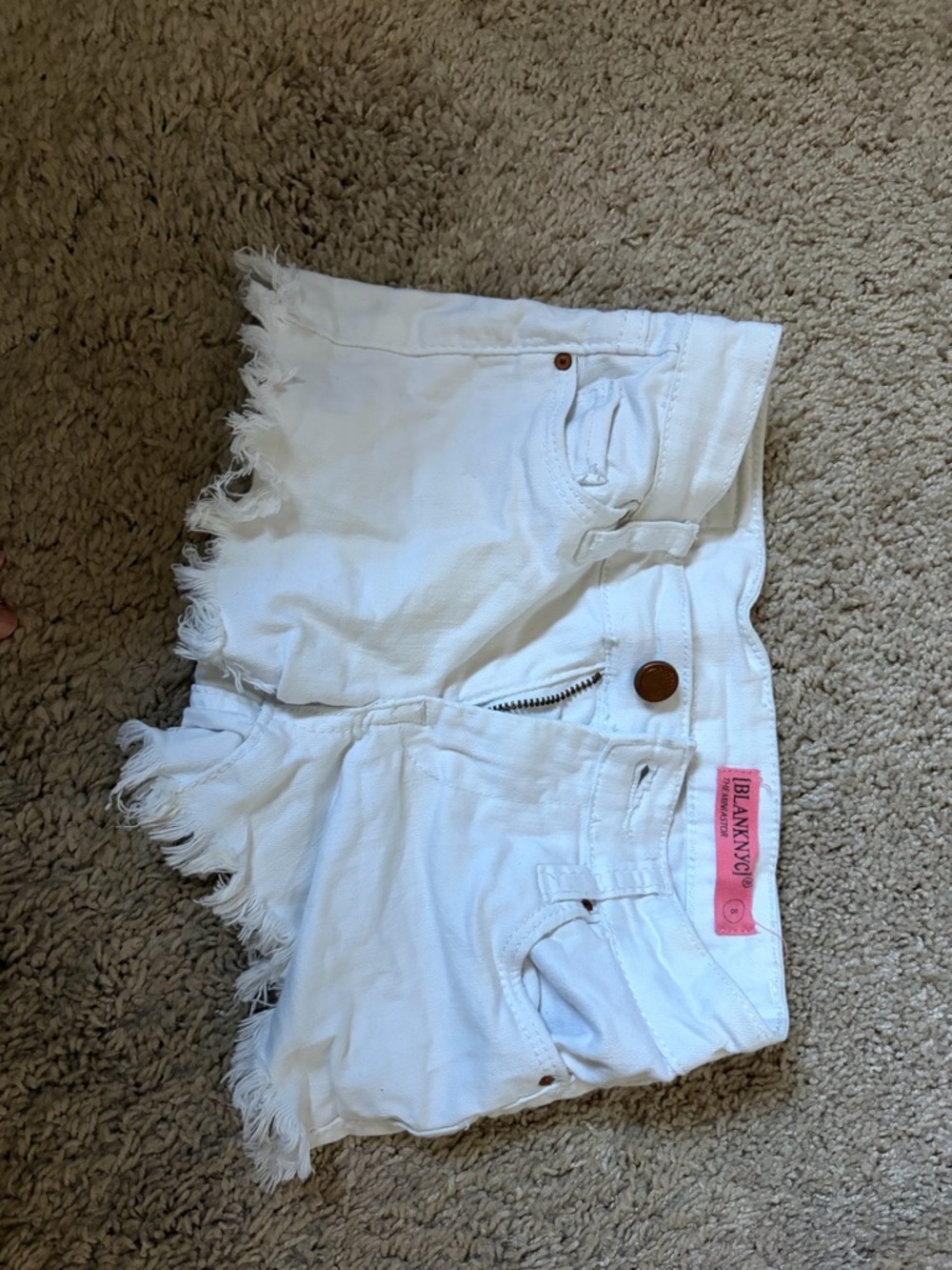 Blank NYC White Distressed Frayed Hem Denim Shorts size 8 kids